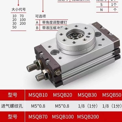 90度180度气动旋转摆台气缸MSQB-10A/20A/30A/50A/70A/100A/200R图2