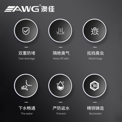 全铜防臭加厚地漏卫生间阳台隐形可镶砖两用防反水洗衣机地漏图2