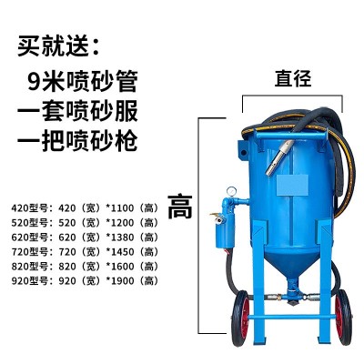 喷砂机除锈移动小型高压气动喷沙机钢结构车船吊塔雕刻翻新打砂机图3