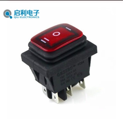 直销KCD4防水船型开关3档6脚带LED灯防尘翘板船形开关12-24V/ 220V图5