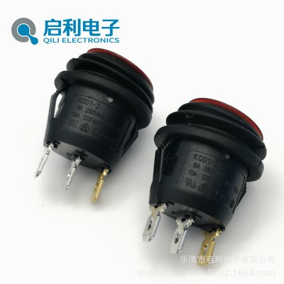 供应KCD2全圆形带灯防水船型开关三脚两档 电源跷板开关(12V/2 20V图4