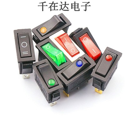 船型开关大KCD3B2红盖 3脚2档带灯双卡位10A 250V 翘板电源开关图4