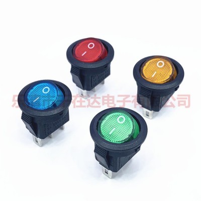 供应16.5MM 15MM圆形小开关 小圆船型翘板开关 红色三脚带灯图4