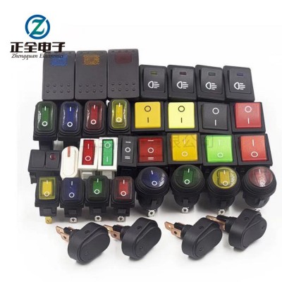 船型开关KCD4圆形带灯KCD1电源开关3脚防水椭圆2脚6船型翘板开关图3