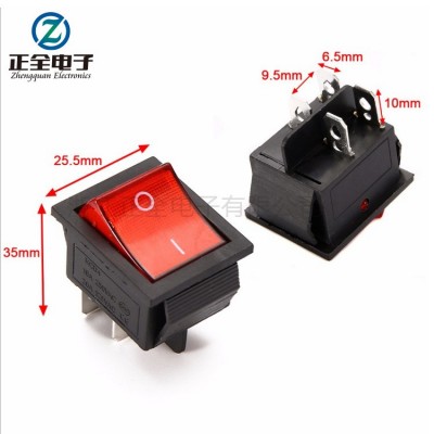 厂家直供KCD4船型开关4脚2档带灯 25*31mm大电流按钮翘板电源开关图4