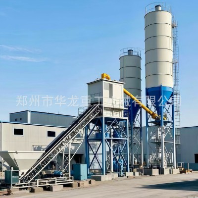 华龙机械HZS120混凝土搅拌站 免基础全自动建筑工程商混拌合站图2