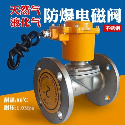 天然气防爆法兰不锈钢电磁阀电磁控制阀AC220V燃气柴油DC24V气阀图3