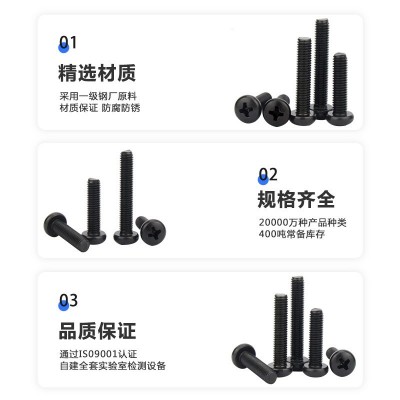 PM黑色十字槽半圆头螺丝盘头小螺钉发黑机牙螺丝钉M1.6 M2M3M4M5M6图4