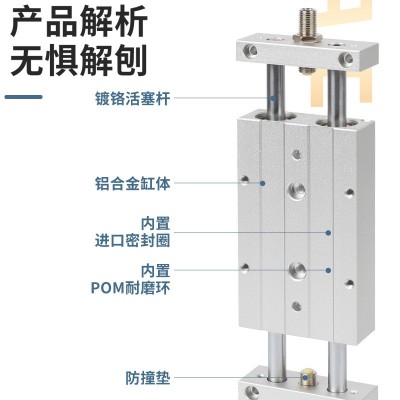 双轴双杆滑台气缸可调行程气动STMB10/16/20-25*50X100 175 200S图4