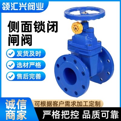 侧面锁闭闸阀防盗表前阀 磁性带锁法兰暗杆软密封闸阀 侧锁闭闸阀