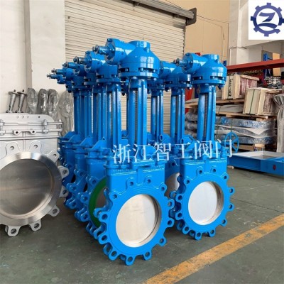 智工 伞齿轮刀型闸阀 PZ573H-16C 耐磨插板阀 适用于纸浆、煤渣等图2