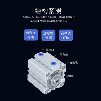亚德客型薄型气缸ACQ40X5X10X15X20X30X50X100-S-B带磁环外牙气动图2
