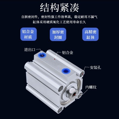 布拉者SMC型气动薄型气缸CQ2B80-5/10/15/20/25/30/100DZ带磁CDQ2图4