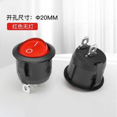 圆船型开关KCD1翘板红绿2脚2档 6A/250V开孔20MM 2脚2档- 红开无灯图5