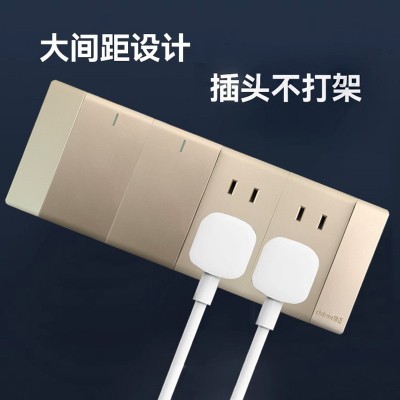 锦迈暗装118型金色四位二开十孔开关插座多孔家用开关插面板轻奢图4