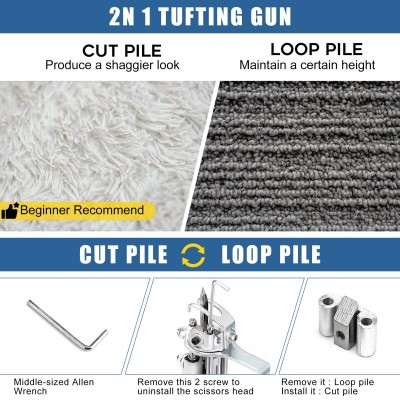 亚马逊专供2合1 tufting gun手工diy地毯簇绒枪织布枪有梭织机图4